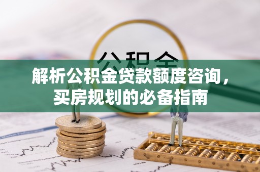 天峻解析公积金贷款额度咨询，买房规划的必备指南