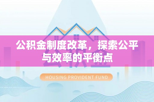 天峻公积金制度改革，探索公平与效率的平衡点