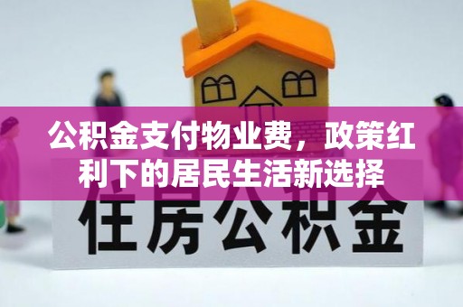 天峻公积金支付物业费，政策红利下的居民生活新选择